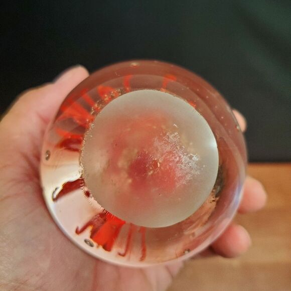 Red Volcanic Burst Eruption Jellyfish Glass Paperweight - Picture 8 of 12